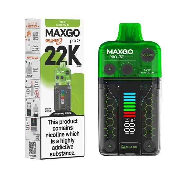 Sour Bubblegum RELX MaxGO Pro 22K Disposable Vape Kit 